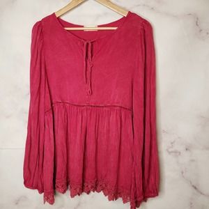 ALTAR'D STATE long sleeve lace crochet boho blouse S